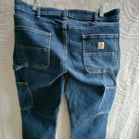 Size 12 Tall Carhartt Relaxed Fit Double Knee CarpenterJeans (T-357) - Picture 7 of 8
